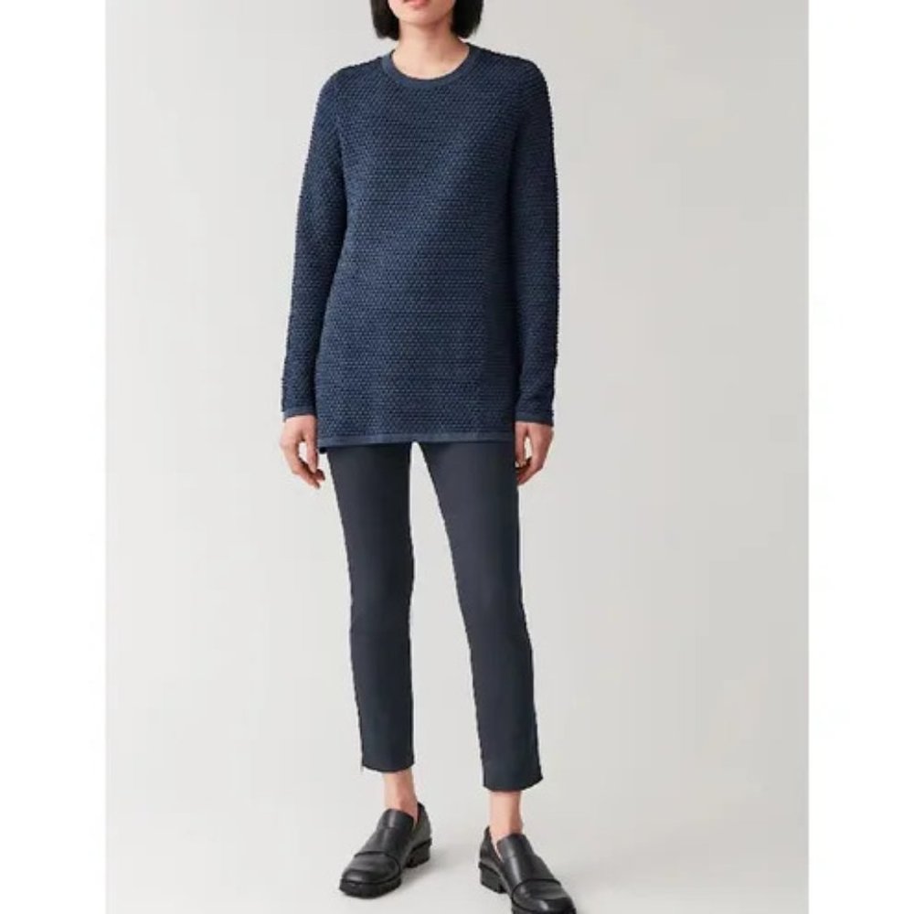 (Avail until 3/31) COS Black waffle stitch cotton jumper dot sweater EUR M